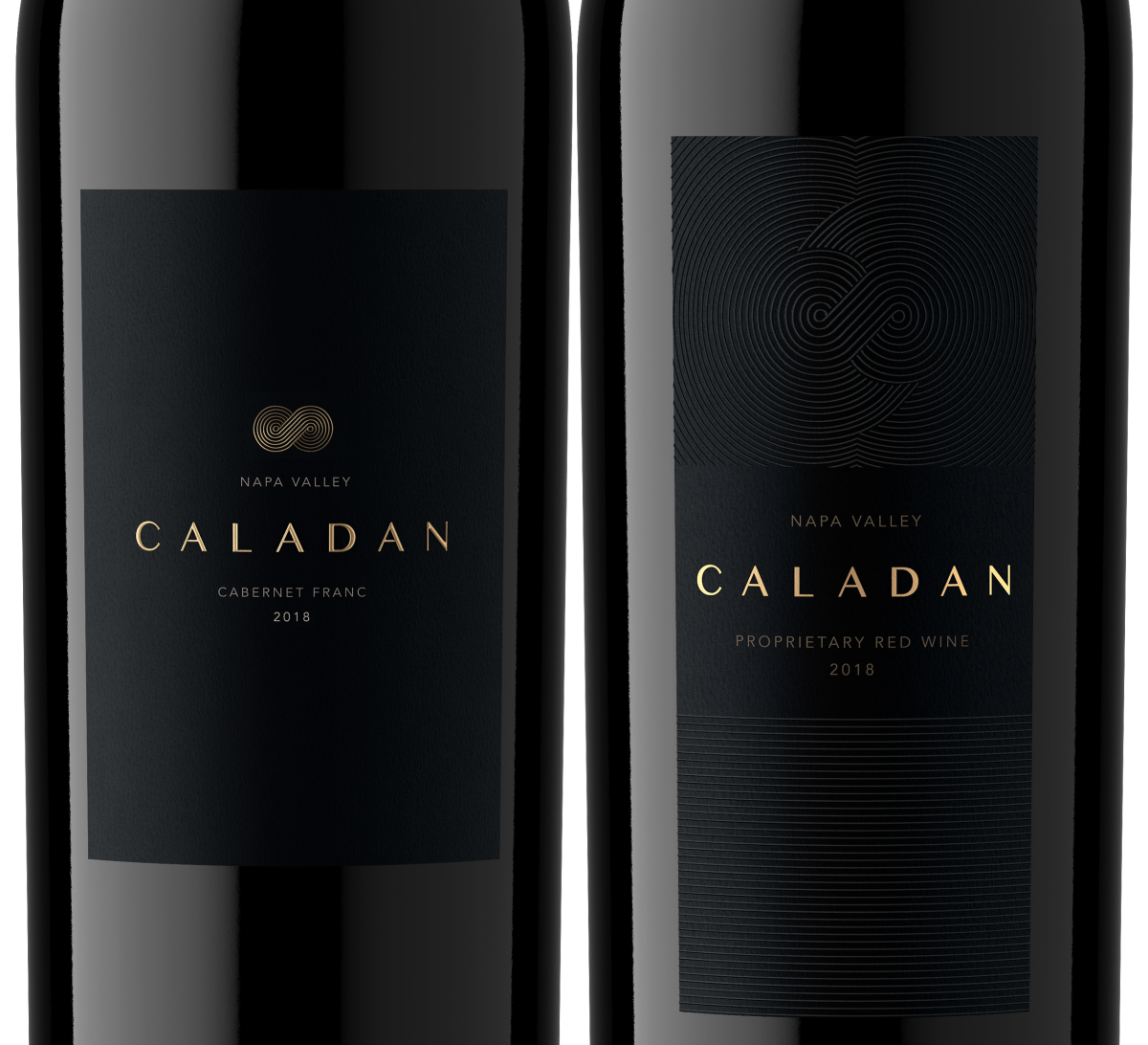 Caladan 2018 Cabernet Franc and 2018 Proprietary Red bottles