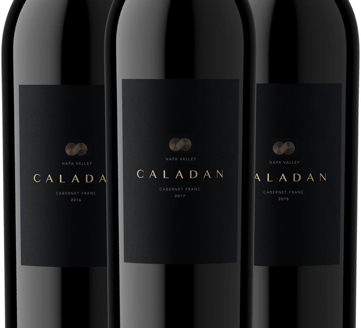 Caladan 2015 2016 and 2017 Cabernet Franc wine bottles